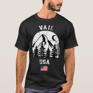 Vail Colorado Ski Resort Alpine Skiing American Fl T-Shirt
