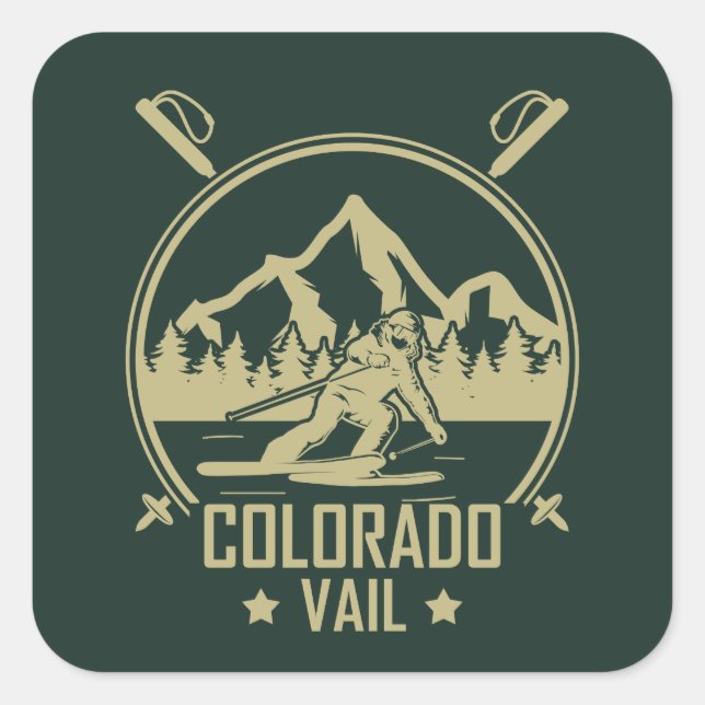 Vail Colorado Ski Square Sticker (Front)