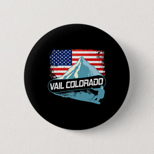 Vail Colorado Snowboarding American Flag I Nordic 6 Cm Round Badge