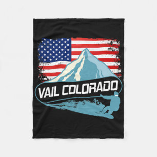 Vail Colorado Snowboarding American Flag I Nordic Fleece Blanket