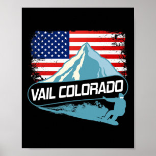 Vail Colorado Snowboarding American Flag I Nordic Poster