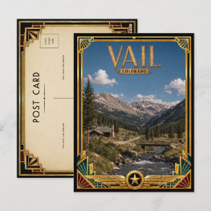 Vail Colorado Vintage Art Deco Golden Age Postcard