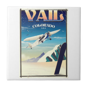 Vail Colorado vintage travel poster Ceramic Tile