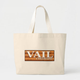Vail Colorado wooden log sign Large Tote Bag