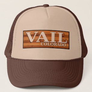 Vail Colorado wooden log sign Trucker Hat