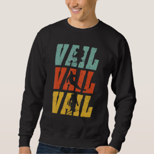 Vail Letters In Retro Colours Skier Silhouette Win Sweatshirt