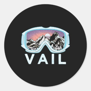Vail Ski Snowboard Designvail, Co Goggles Skiing S Classic Round Sticker