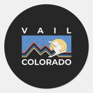 Vail Ski Town Colorado Rocky Mountains Travel Vint Classic Round Sticker