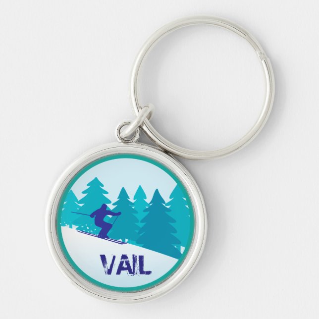 Vail Skier Key Ring (Front)