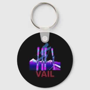 Vail Skiing And Snowboarding Retro 90s Vail Ski Key Ring