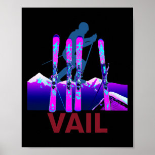 Vail Skiing And Snowboarding Retro 90s Vail Ski Poster