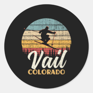 Vail Skiing Colorado Vintage Mountain Ski Classic Round Sticker