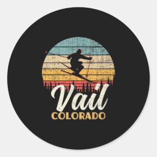 Vail Skiing Colorado Vintage Mountain Ski Classic Round Sticker