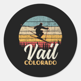 Vail Skiing Colorado Vintage Mountain Ski Classic Round Sticker