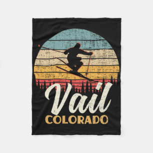 Vail Skiing Colorado Vintage Mountain Ski  Fleece Blanket