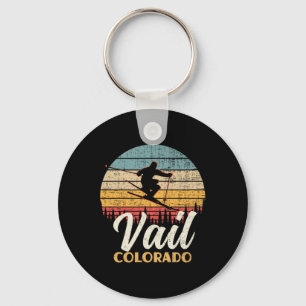 Vail Skiing Colorado Vintage Mountain Ski Key Ring