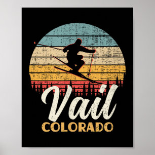 Vail Skiing Colorado Vintage Mountain Ski  Poster