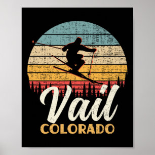 Vail Skiing Colorado Vintage Mountain Ski  Poster