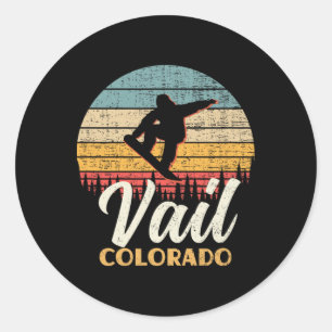 Vail Snowboarding Colorado Vintage Mountain Retro Classic Round Sticker