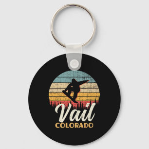 Vail Snowboarding Colorado Vintage Mountain Retro Key Ring