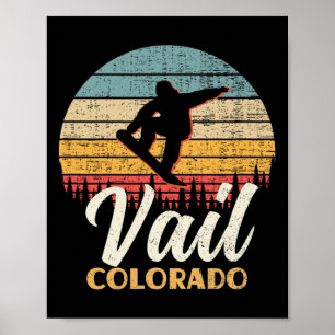 Vail Snowboarding Colorado Vintage Mountain Retro  Poster