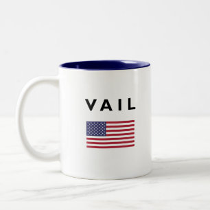 Vail USA American Flag Light-Colour Two-Tone Coffee Mug