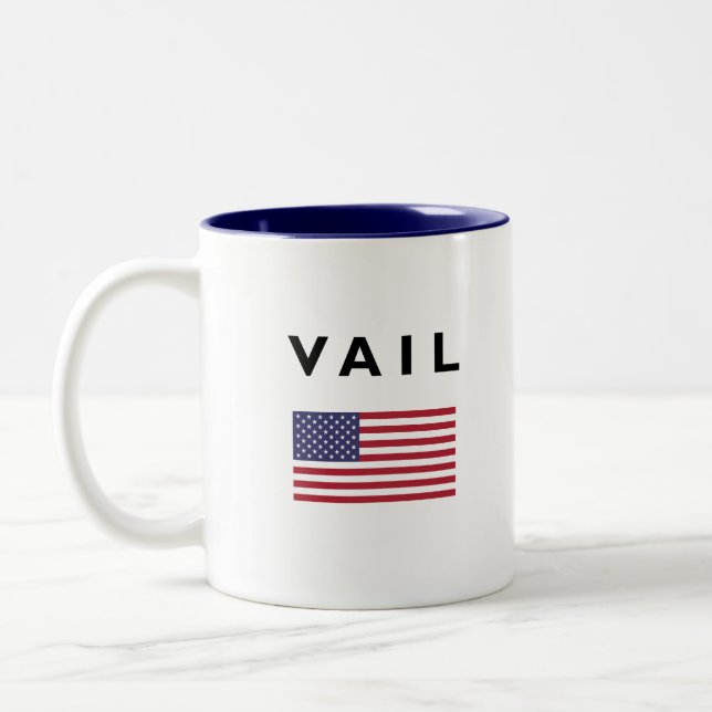 Vail USA American Flag Light-Colour Two-Tone Coffee Mug (Left)