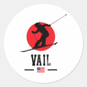 Vail Usa Ski Resort Rocky Mountains American Skiin Classic Round Sticker
