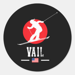 Vail Usa Ski Resort Rocky Mountains American Skiin Classic Round Sticker