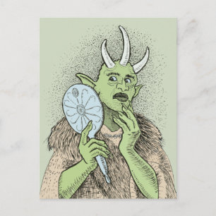 Vain Ogre with Hand Mirror Postcard