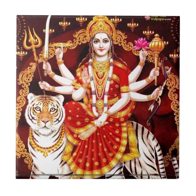VAISHNO DEVI HINDU GODDESS CERAMIC TILE (Front)