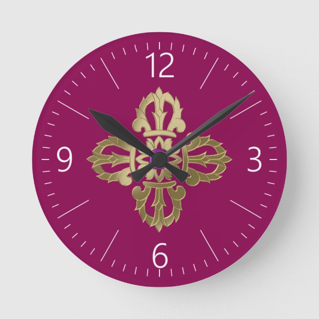 Vajra golden buddhist symbol round clock (Front)