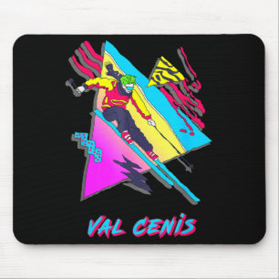 Val cenis retro ski skiing character with abstract mouse pad