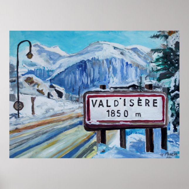 Val d’Isère Painting – French Alps Poster (Front)