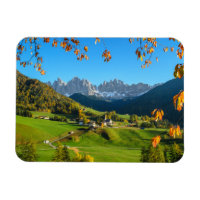 Val di Funes valley in autumn rectangular magnet