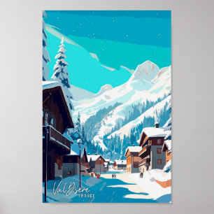Val Disere France Art Vintage Travel Illustration Poster