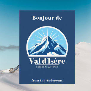 Val d'Isère France savoie blue Postcard