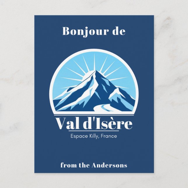 Val d'Isère France savoie blue Postcard (Front)