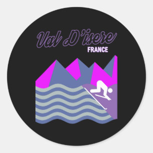 Val D'isere French Alps France Ski Resort Snowboar Classic Round Sticker