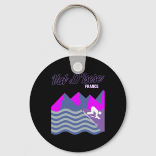 Val D'isere French Alps France Ski Resort Snowboar Key Ring