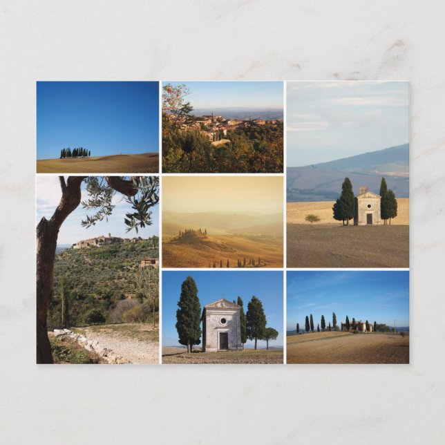 Val d'Orcia in Tuscany collage postcard (Front)