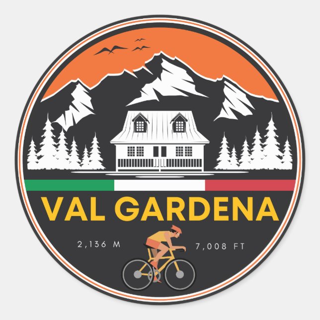 val gardena italian bicycle tour classic round sticker (Front)