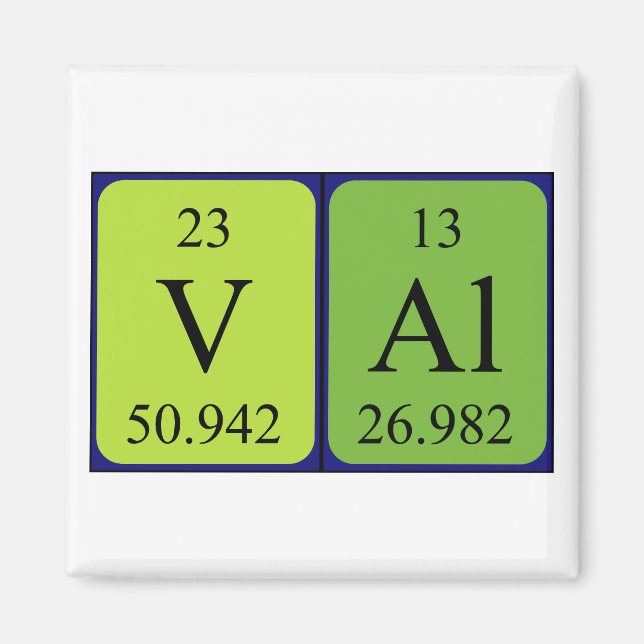 Val periodic table name magnet (Front)