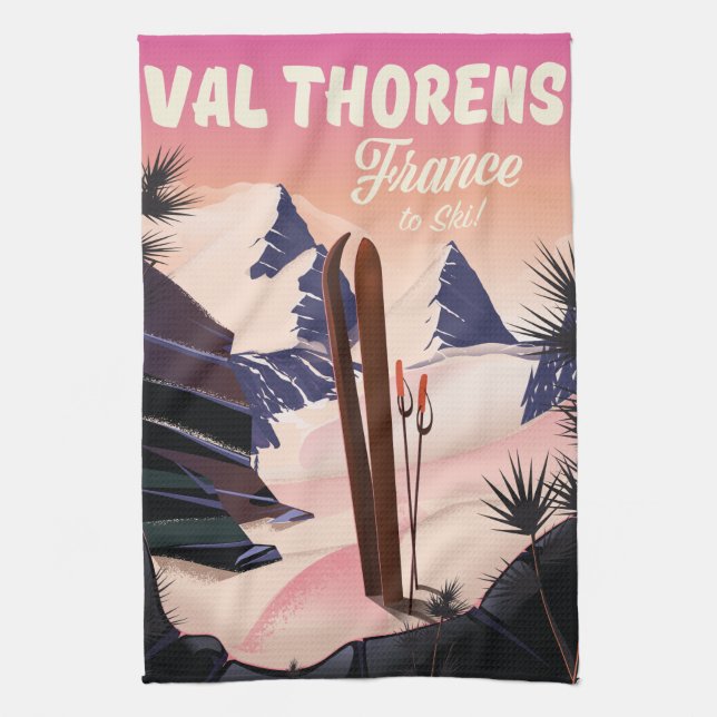 Val Thorens, France ski poster Tea Towel (Vertical)