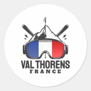 Val Thorens France Ski Resort Retro Skiing Classic Round Sticker