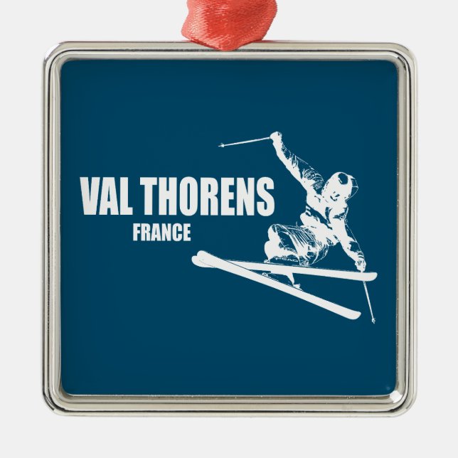 Val Thorens France Skier Metal Ornament (Front)