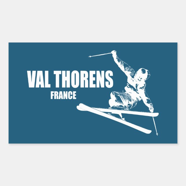 Val Thorens France Skier Rectangular Sticker (Front)