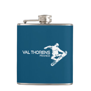 Val Thorens France Snowboarder Hip Flask