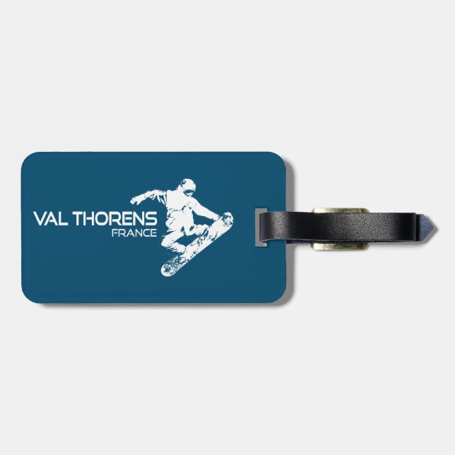 Val Thorens France Snowboarder Luggage Tag (Back Horizontal)