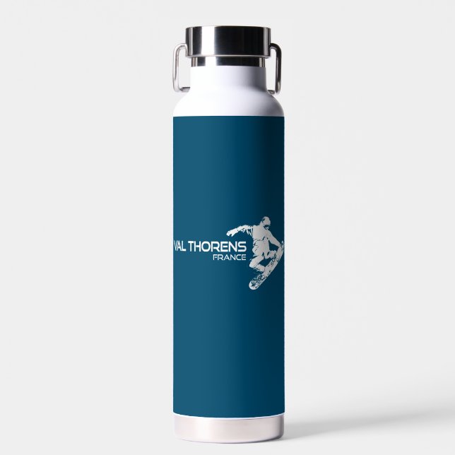 Val Thorens France Snowboarder Water Bottle (Front)